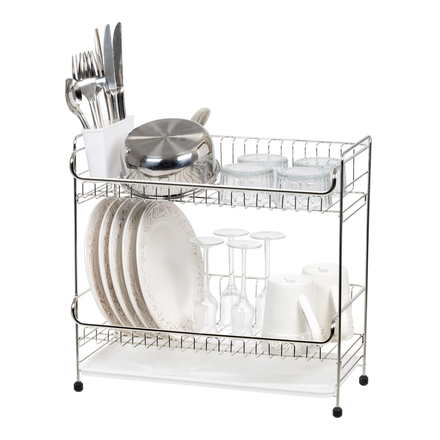 Stainless Steel 2-tier Slim-sized Dish Rack, Black - Image 8