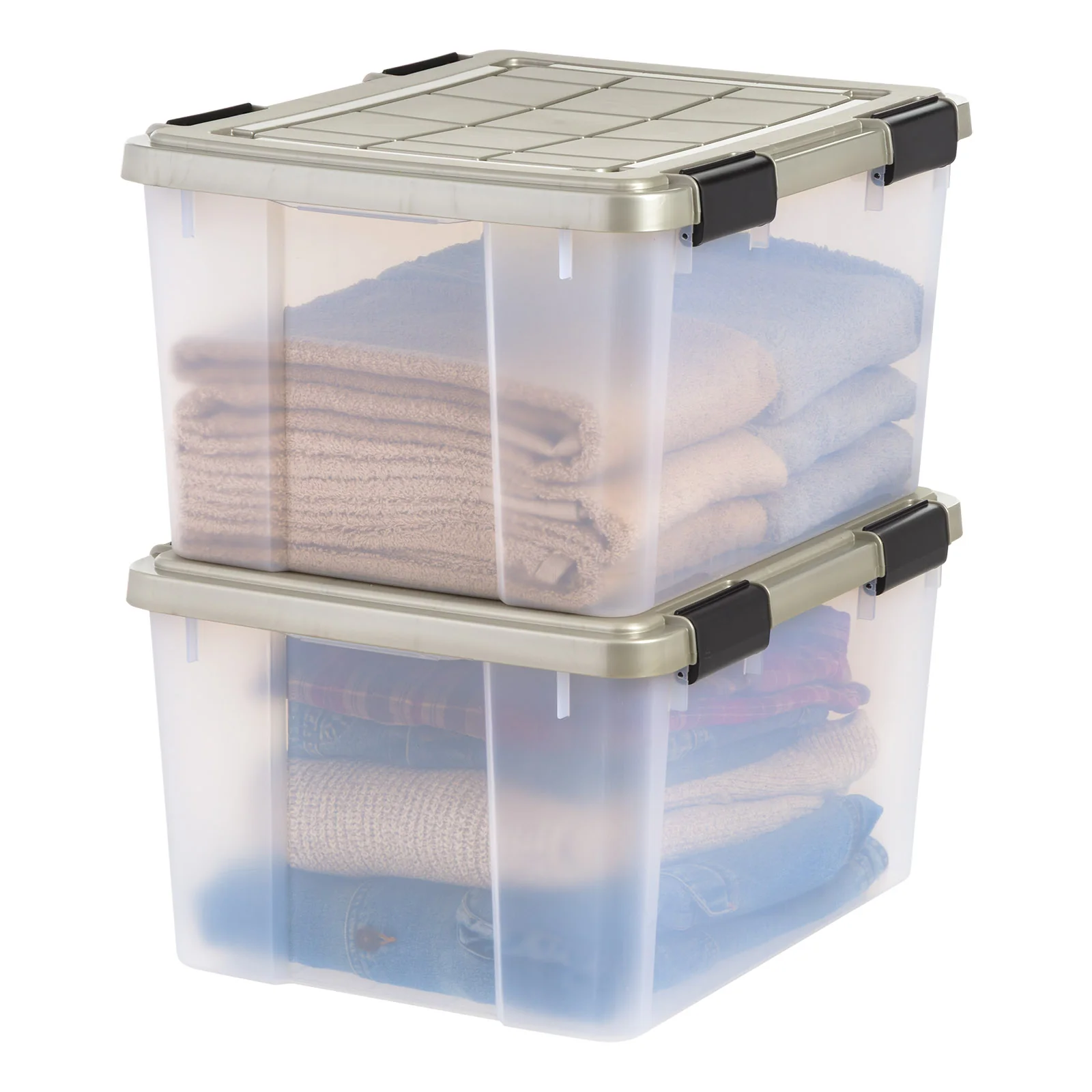 Storage Bins with Gasket Seal Lid, 2 Pack - Clear/Chrome