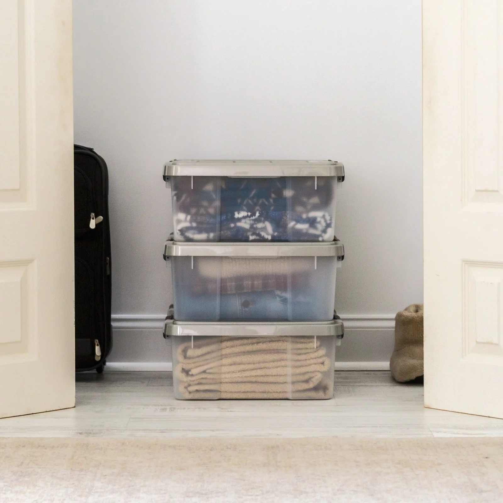 Storage Bins with Gasket Seal Lid 3Pack - BPA-Free, Weather Proof Tote - Clear/Chrome - Image 10