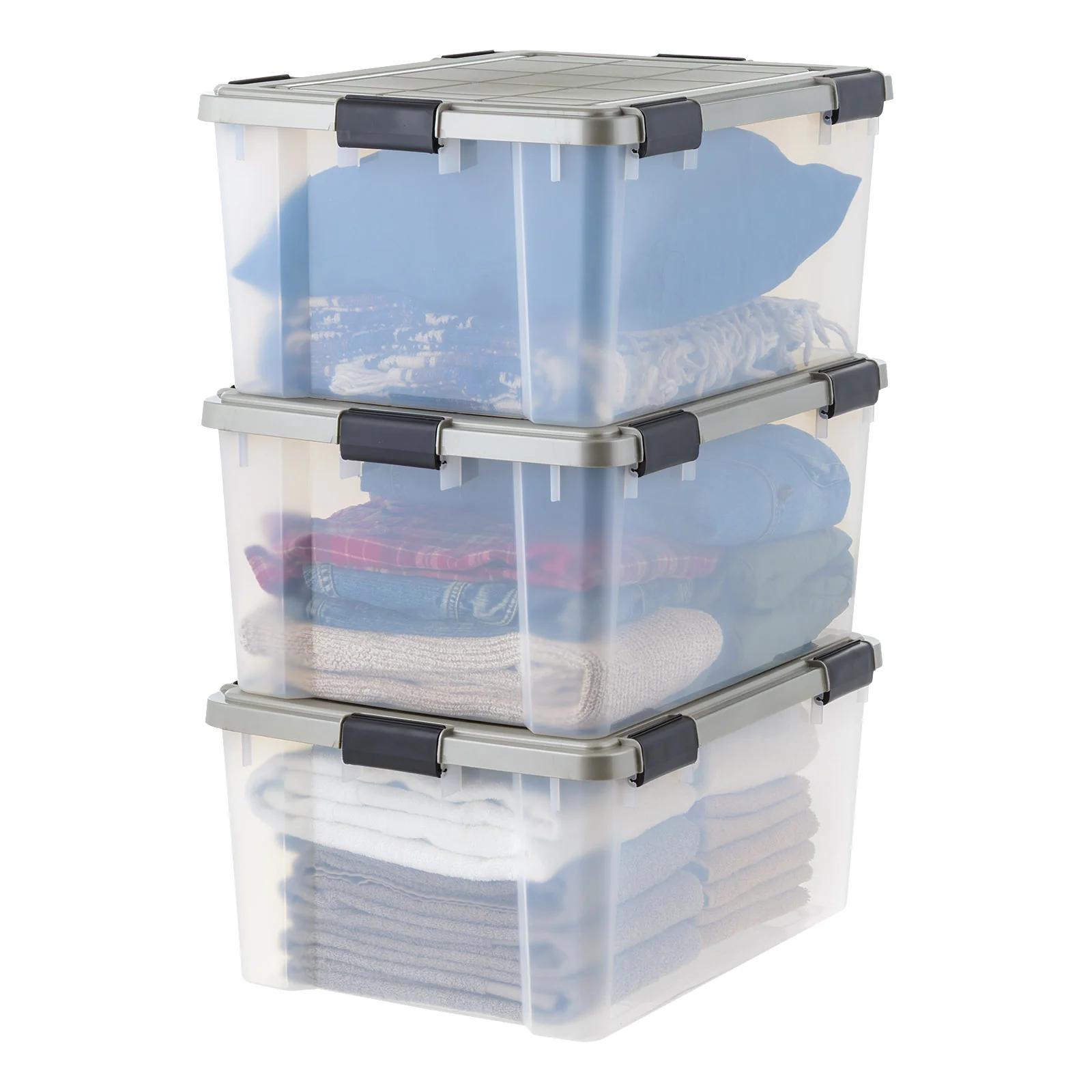 Storage Bins with Gasket Seal Lid 3Pack - BPA-Free, Weather Proof Tote - Clear/Chrome - Image 13