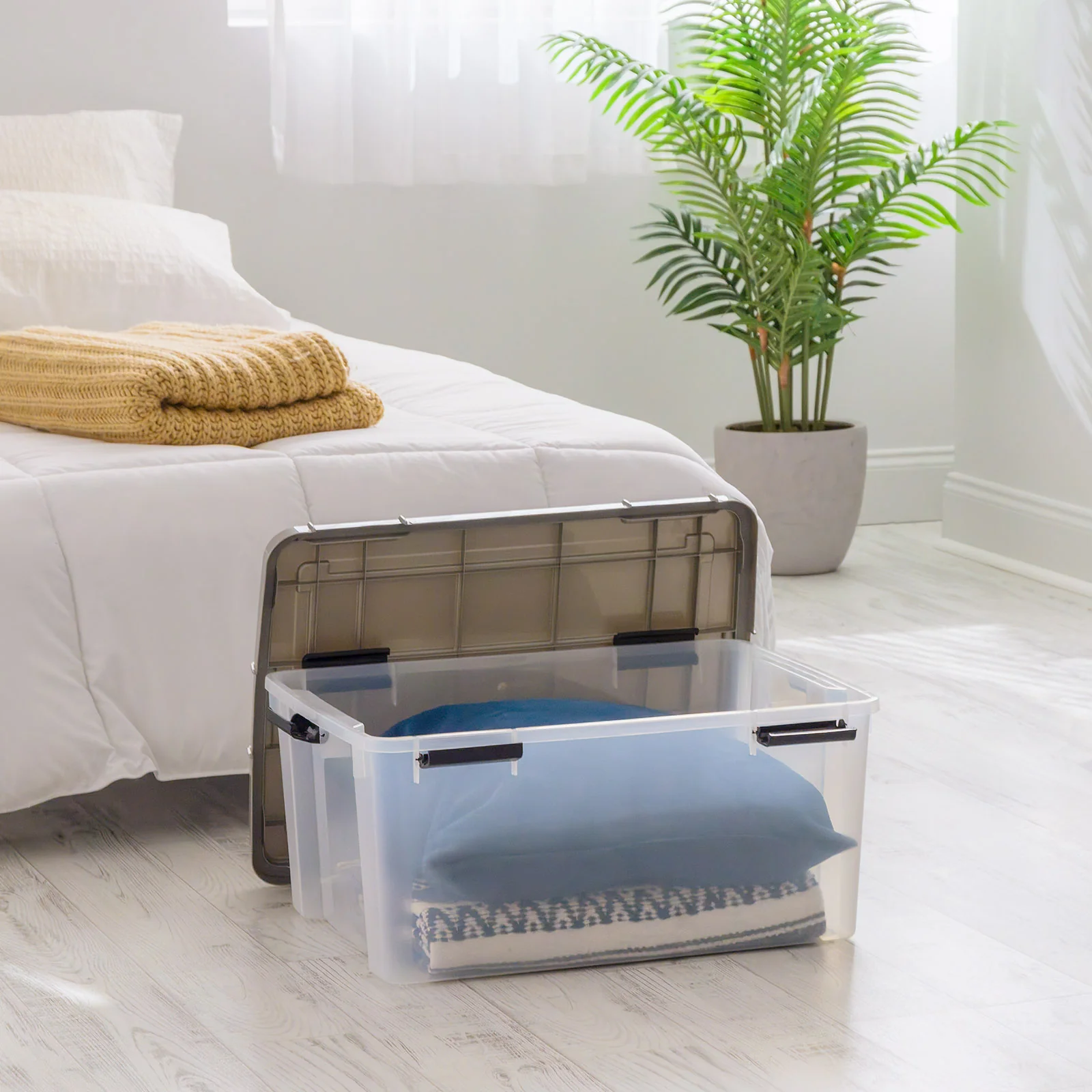 Storage Bins with Gasket Seal Lid 3Pack - BPA-Free, Weather Proof Tote - Clear/Chrome - Image 14