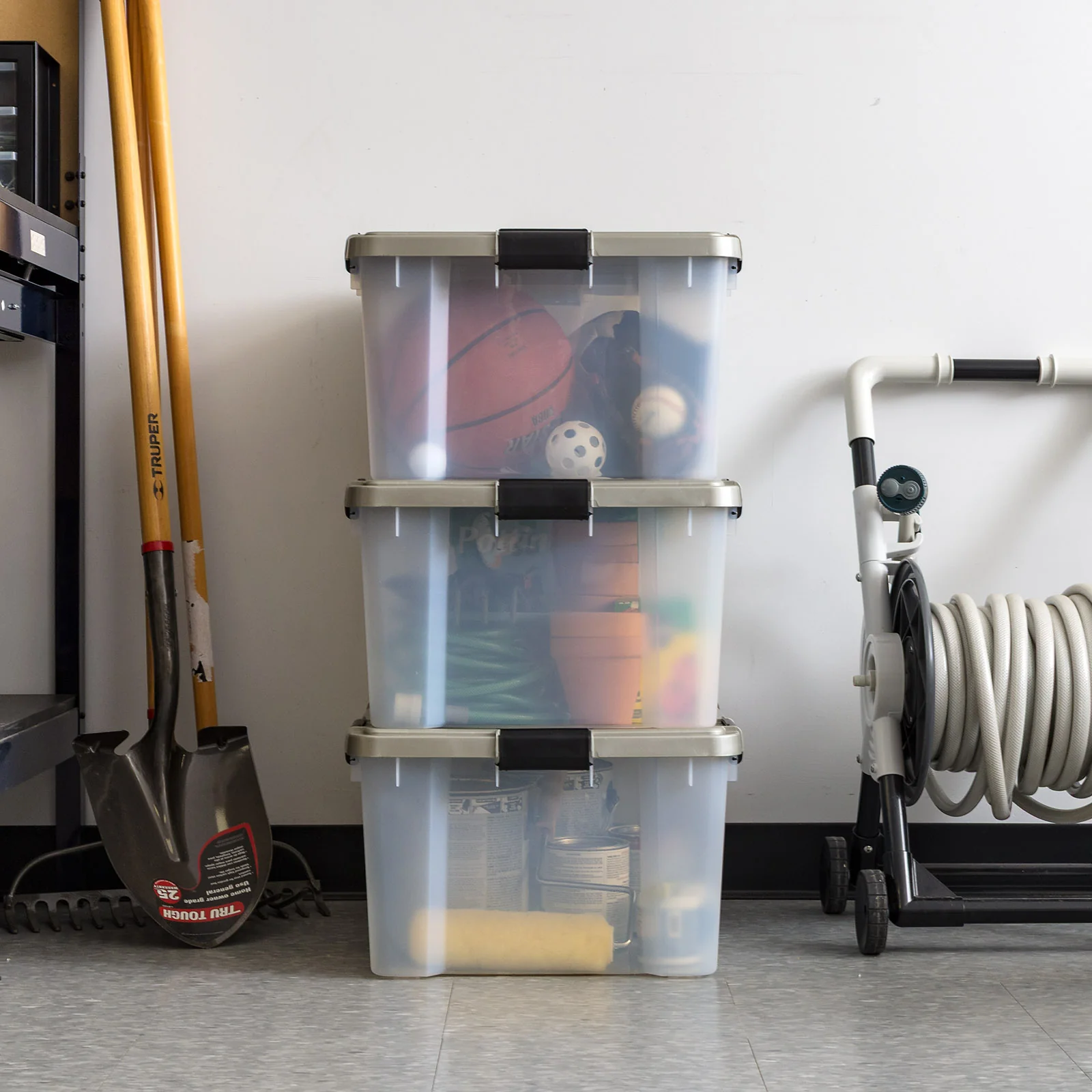 Storage Bins with Gasket Seal Lid 3Pack - BPA-Free, Weather Proof Tote - Clear/Chrome - Image 18