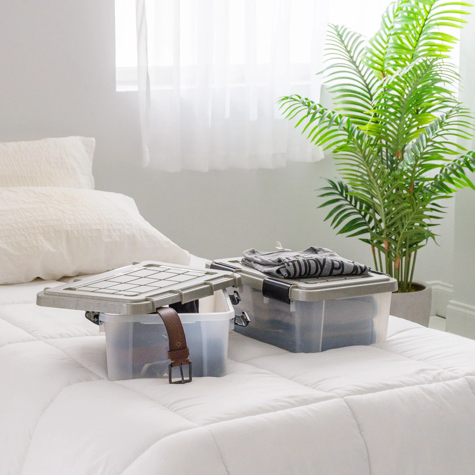 Storage Bins with Gasket Seal Lid 3Pack - BPA-Free, Weather Proof Tote - Clear/Chrome - Image 2