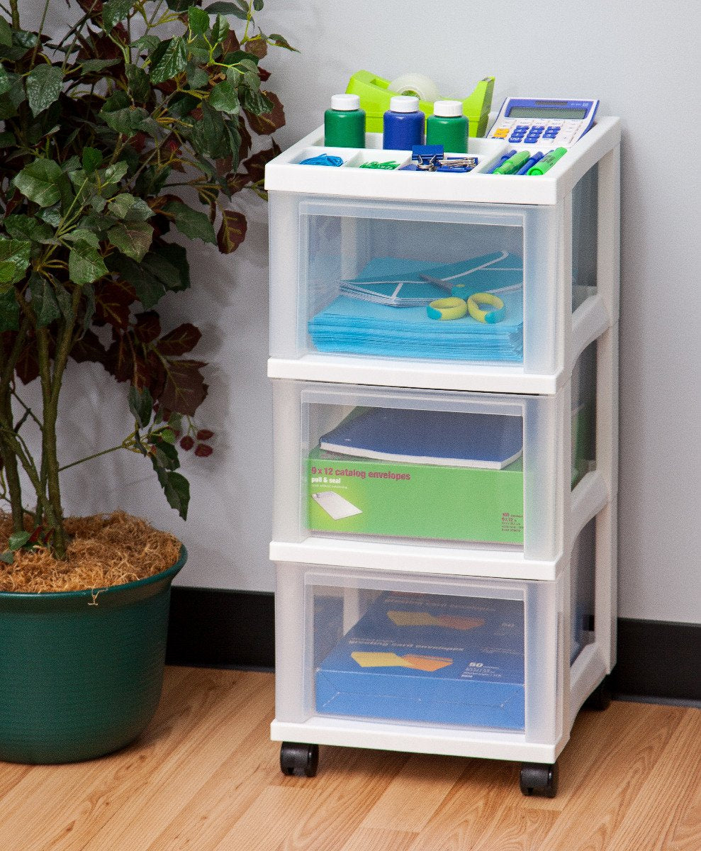 Storage Cart with Organizer Top - 3 Drawer - Image 4