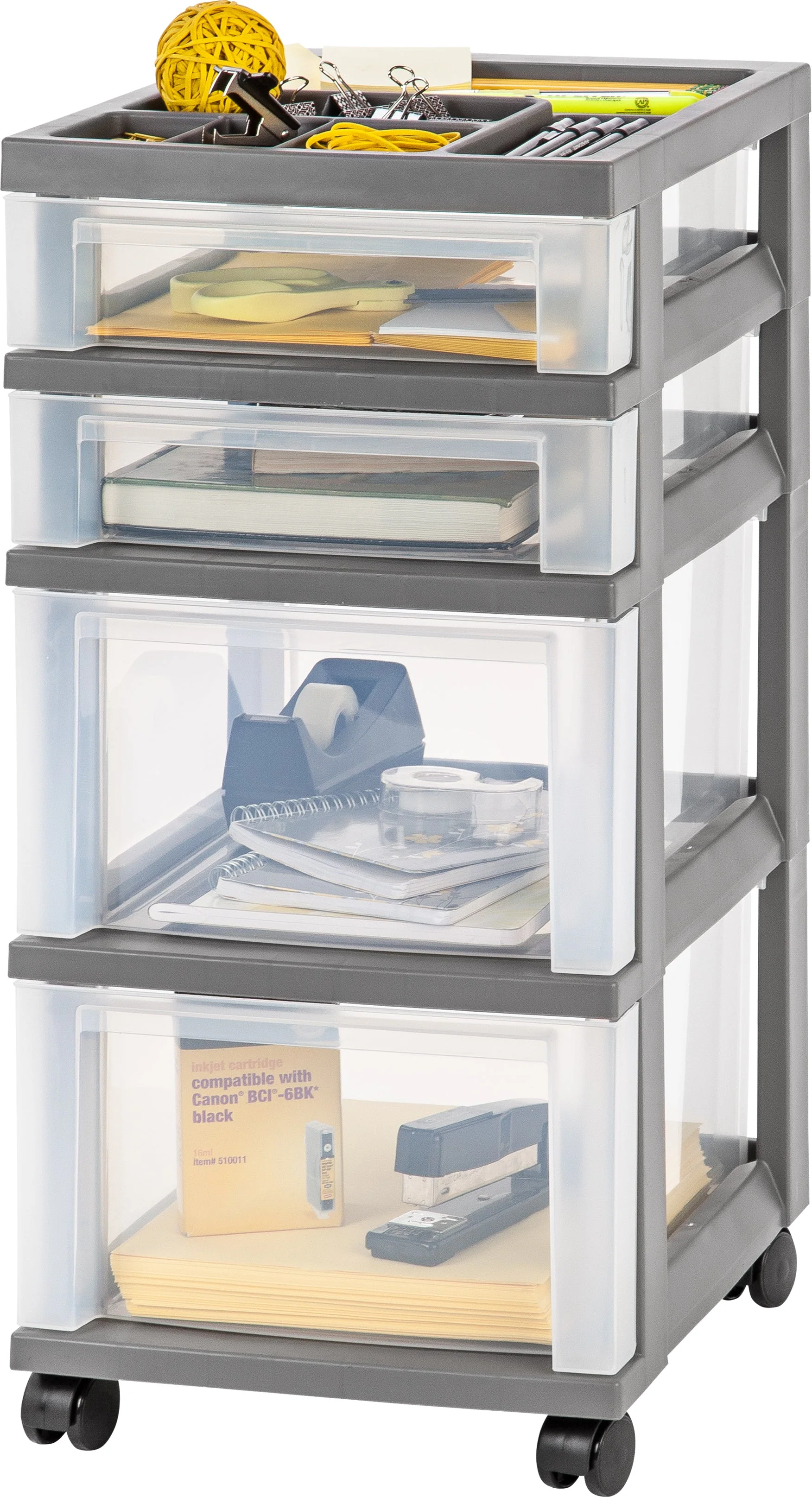 Storage Cart with Organizer Top - 4 Drawer - Image 11