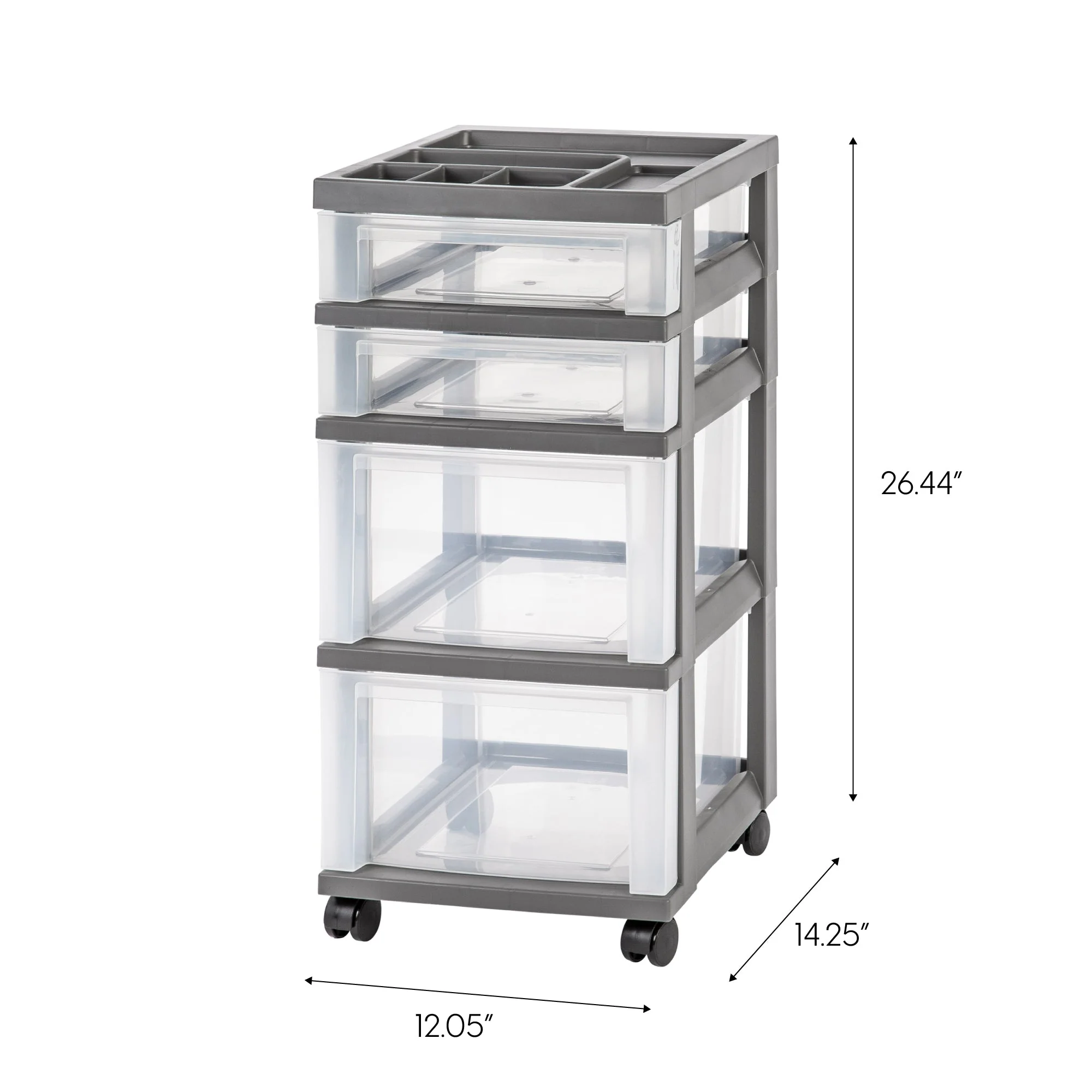Storage Cart with Organizer Top - 4 Drawer - Image 13