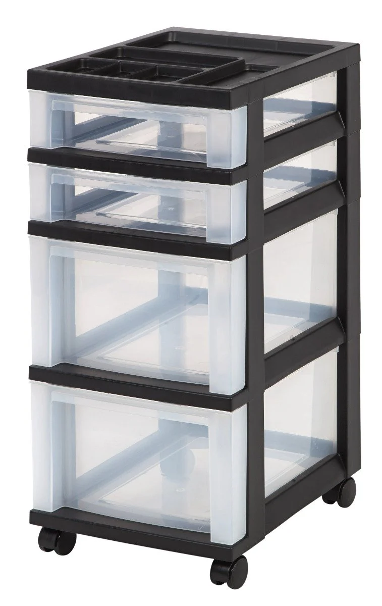Storage Cart with Organizer Top - 4 Drawer - Image 3