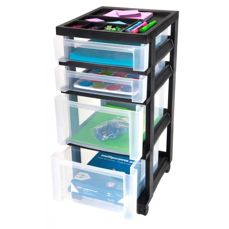 Storage Cart with Organizer Top - 4 Drawer - Image 6