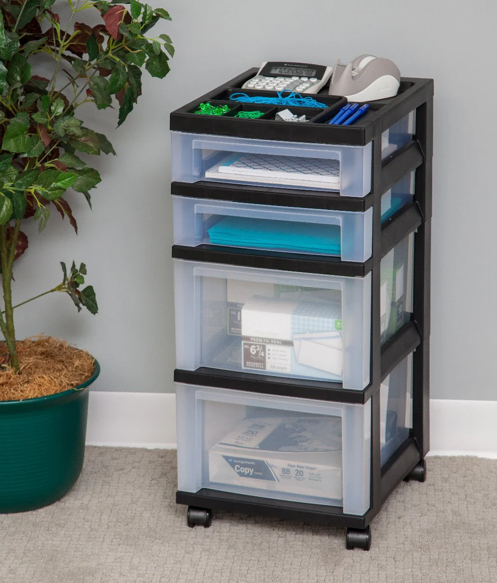 Storage Cart with Organizer Top - 4 Drawer - Image 7