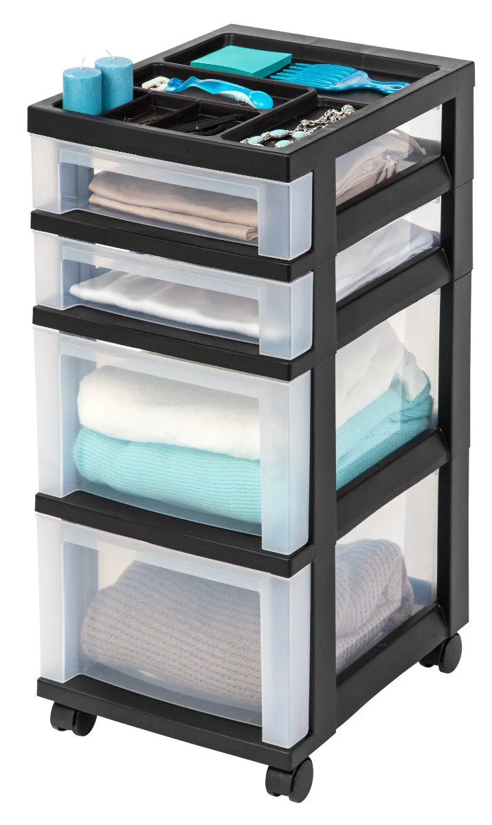 Storage Cart with Organizer Top - 4 Drawer - Image 8