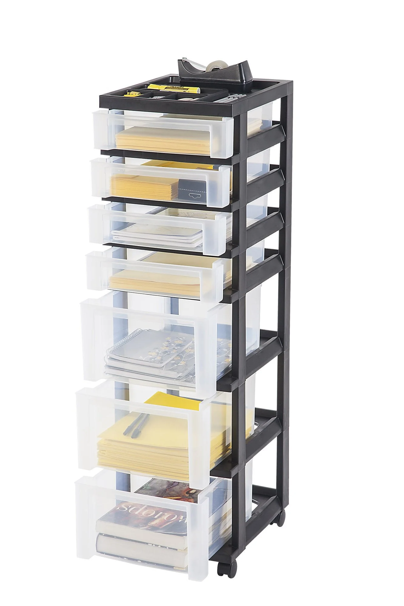 Storage Cart with Organizer Top - 7 Drawer - Image 2