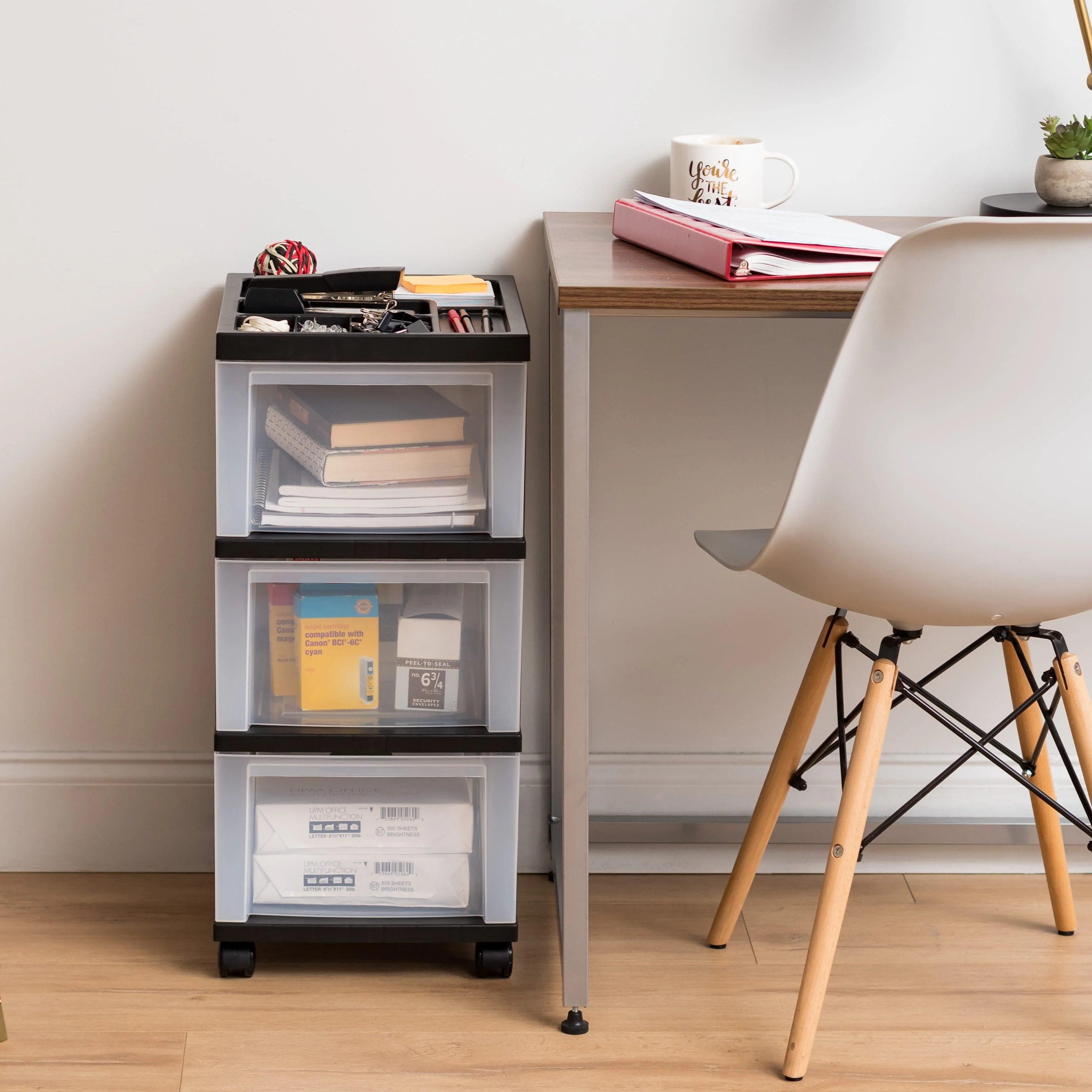 Storage Drawer Cart with Organizer Top - 3 Drawer - Image 3