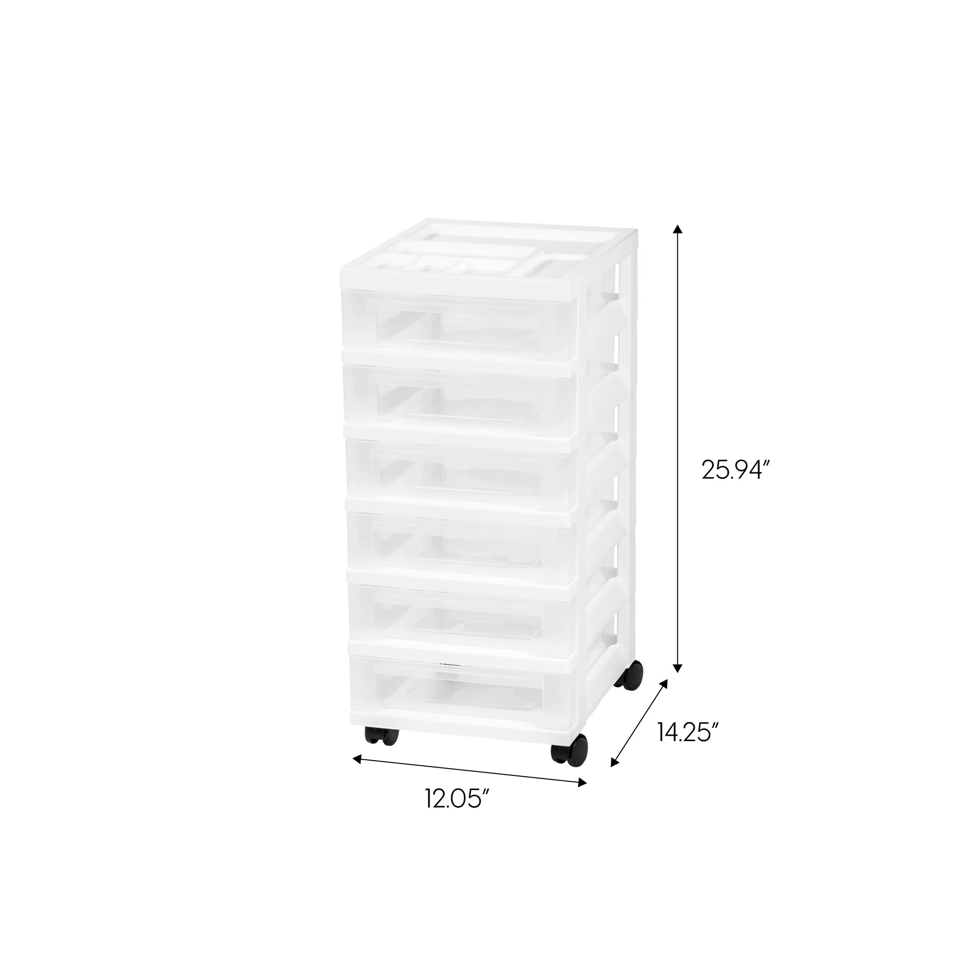 Storage Drawer Cart with Organizer Top - 6 Drawer - Image 11
