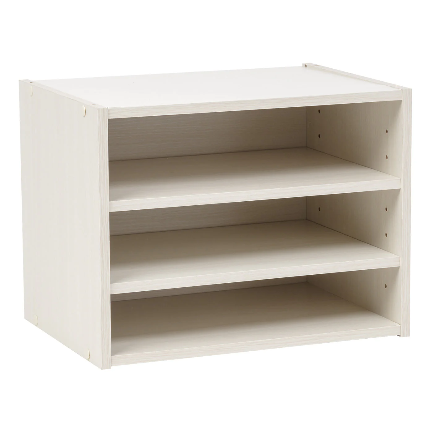 TACHI Modular Wood Storage Organizer Box with Adjustable Shelves, Off White