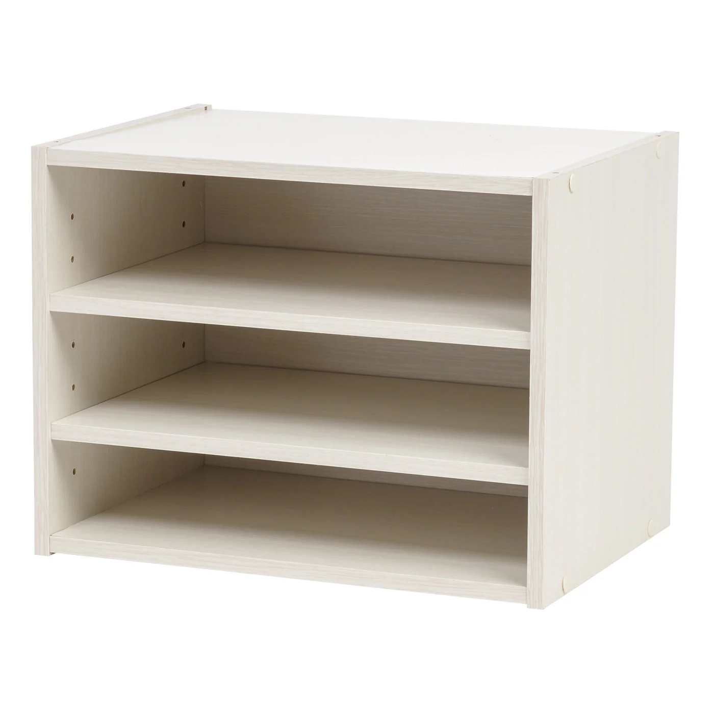 TACHI Modular Wood Storage Organizer Box with Adjustable Shelves, Off White - Image 3