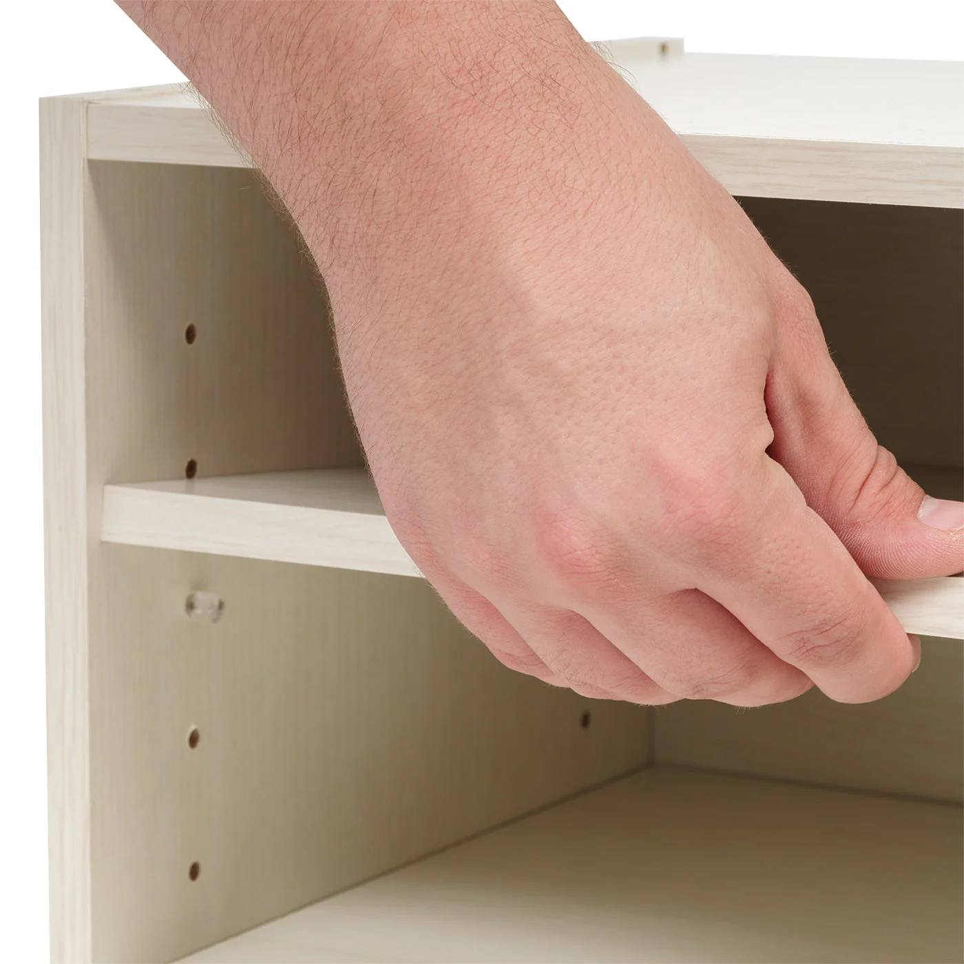 TACHI Modular Wood Storage Organizer Box with Adjustable Shelves, Off White - Image 4