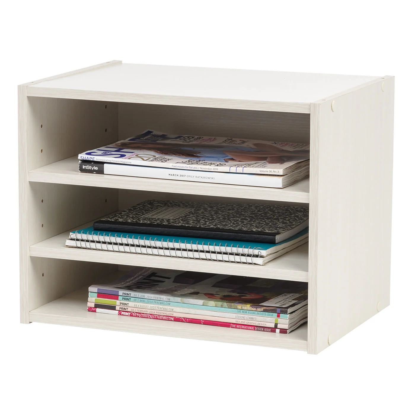TACHI Modular Wood Storage Organizer Box with Adjustable Shelves, Off White - Image 5