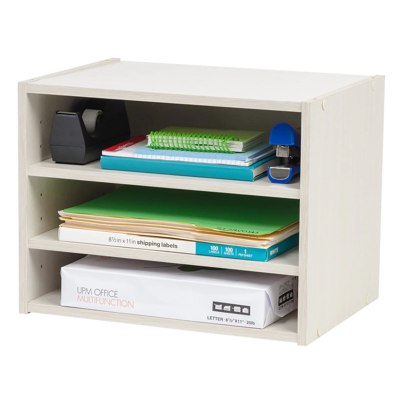 TACHI Modular Wood Storage Organizer Box with Adjustable Shelves, Off White - Image 6