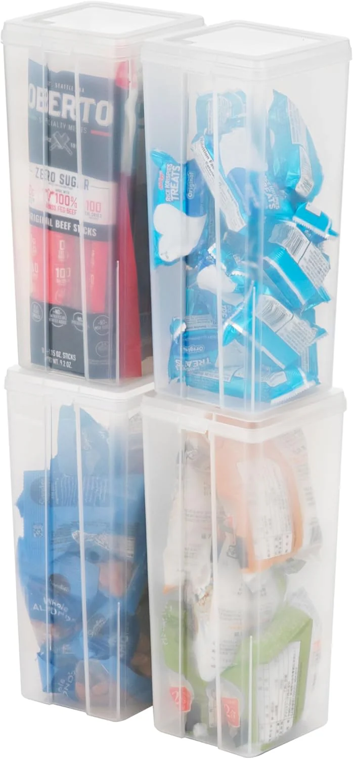 Vertical Plastic Flip Top Storage Containers Bins with Lids - 4 pack