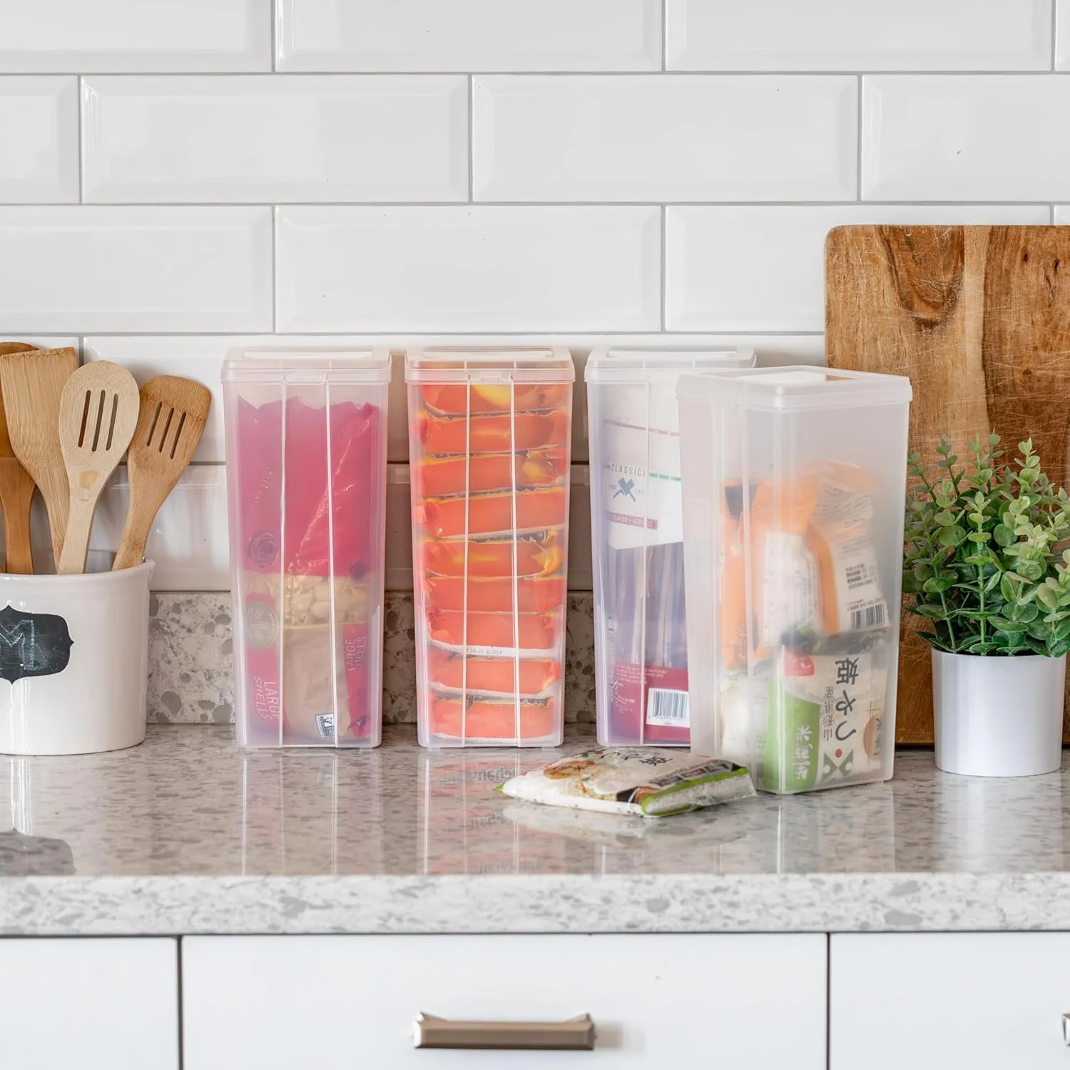 Vertical Plastic Flip Top Storage Containers Bins with Lids - 4 pack - Image 3