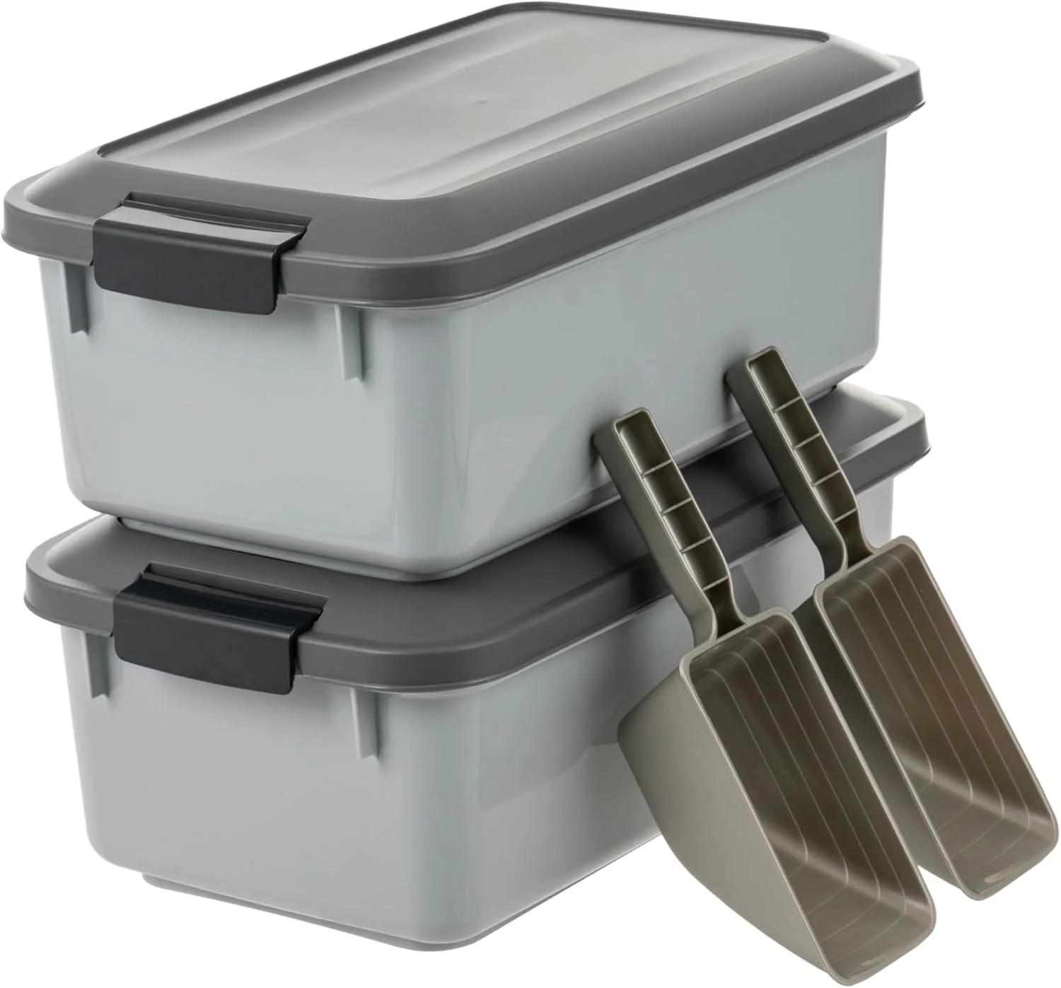 WeatherPro Airtight Pet Food Storage Containers Stackable, 2 Pack, Gray