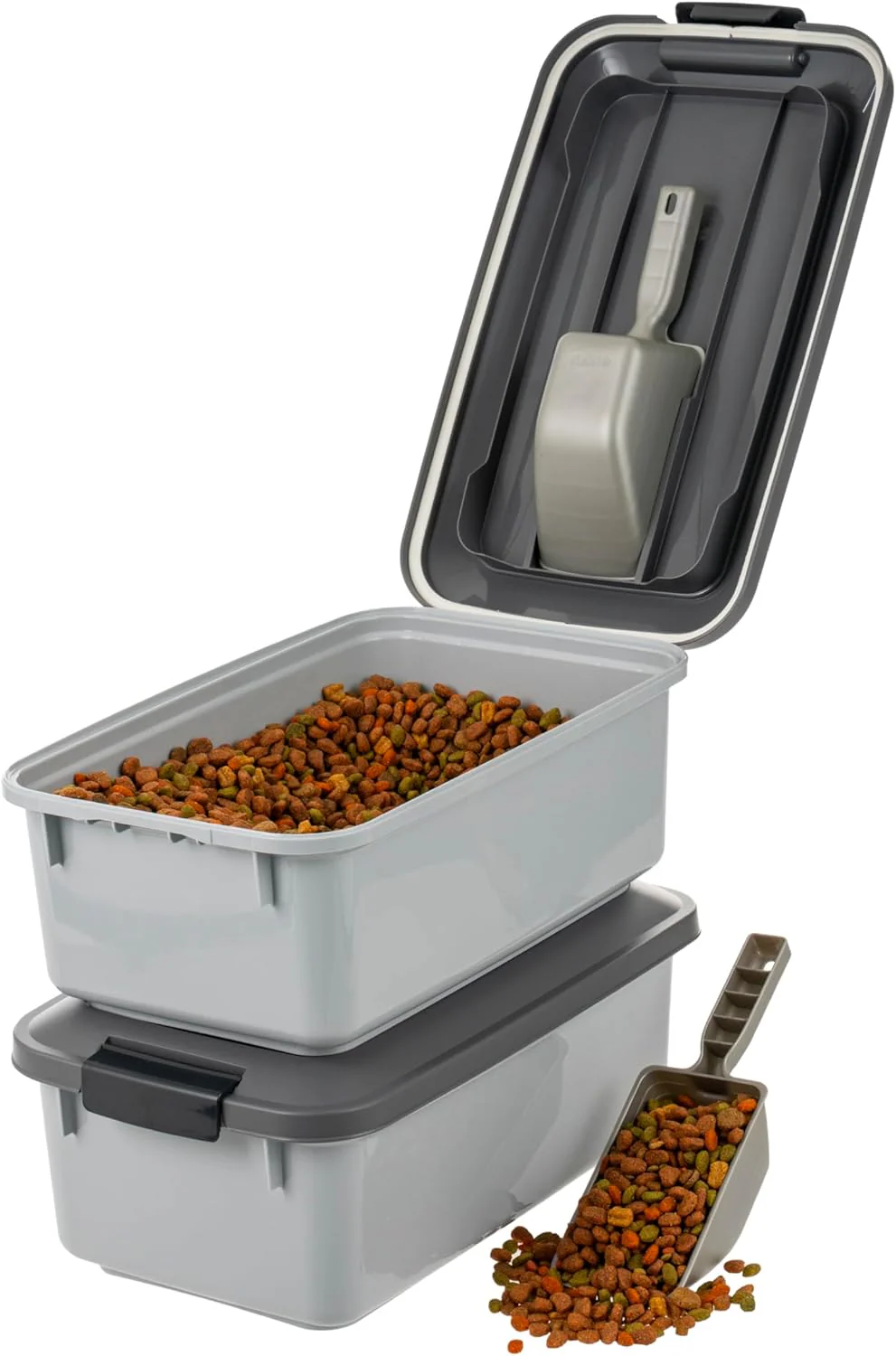 WeatherPro Airtight Pet Food Storage Containers Stackable, 2 Pack, Gray - Image 3