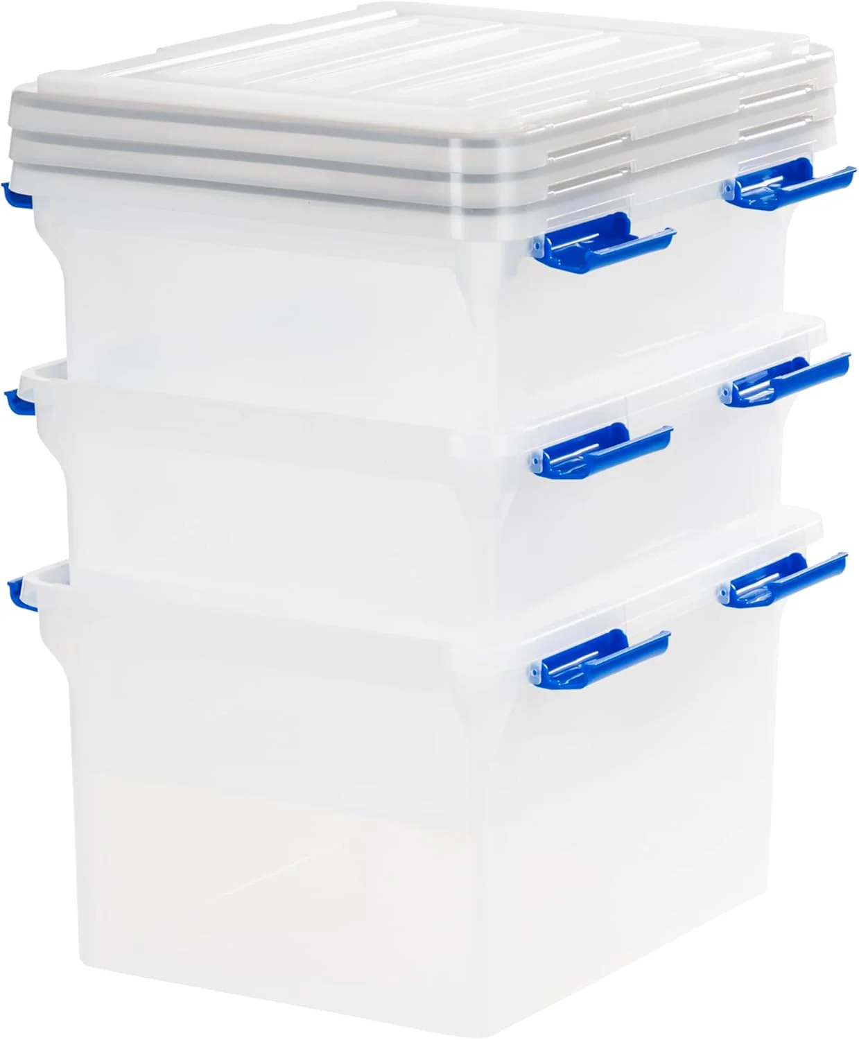 WeatherPro File Organizer Box Clear/Blue 32 Qt. 3 Pack - Image 2