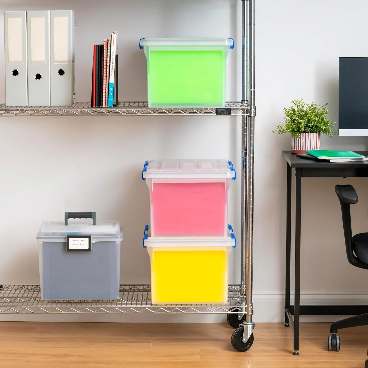 WeatherPro File Organizer Box Clear/Blue 32 Qt. 3 Pack - Image 6