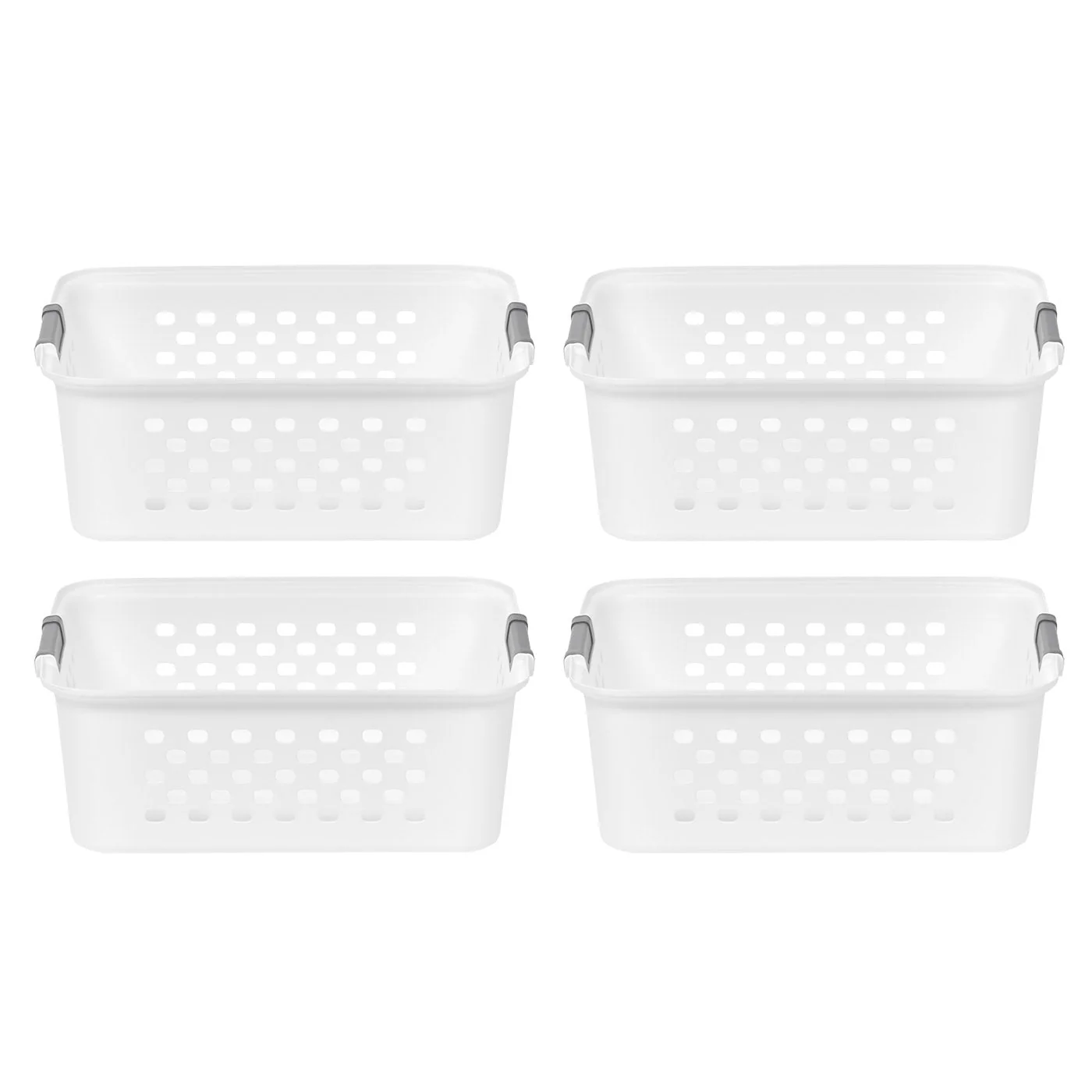 White Plastic Organizers and Storage Bin, M-size [ Pack of 4 ]