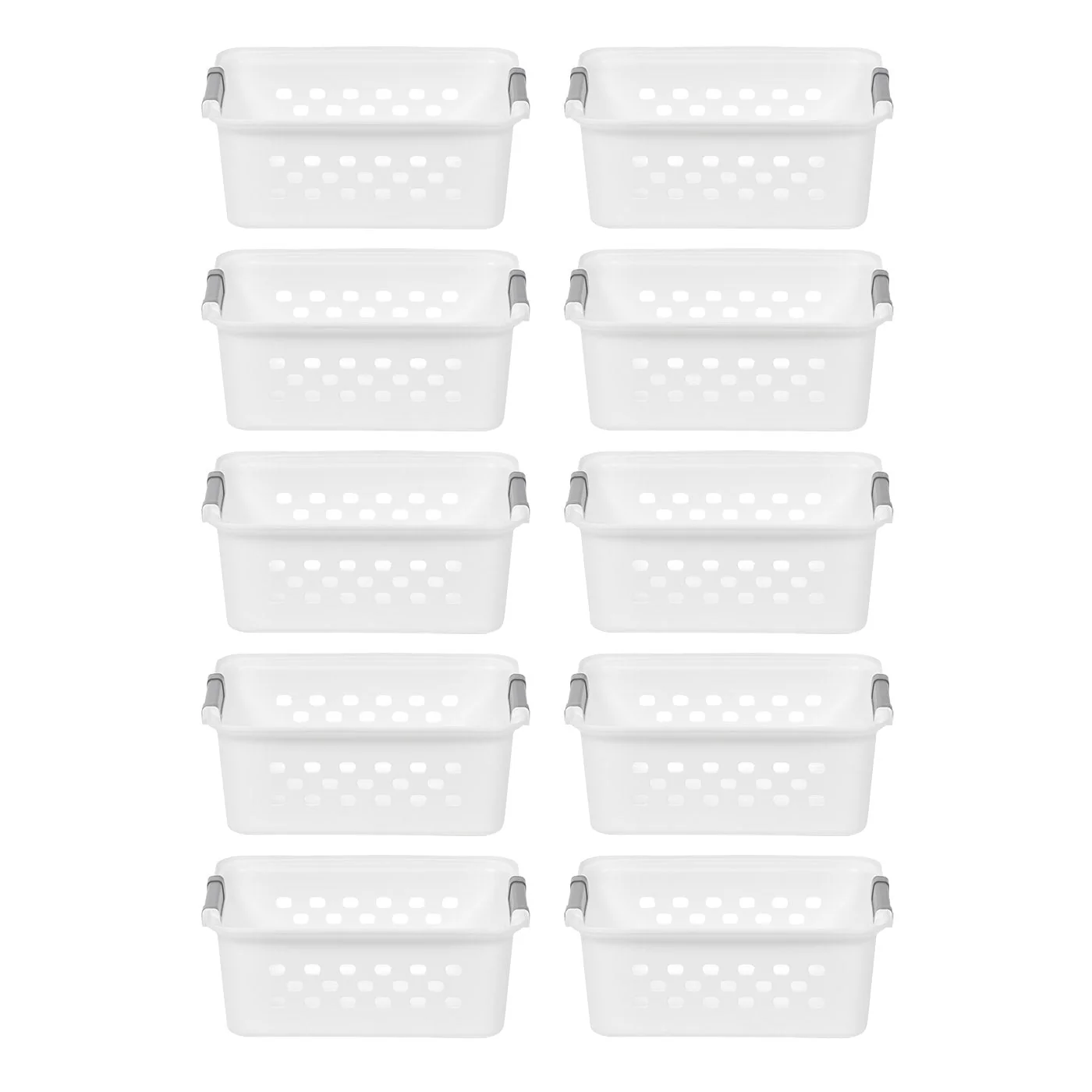 White Plastic Organizers and Storage Bin, S-size [ Pack of 10 ]