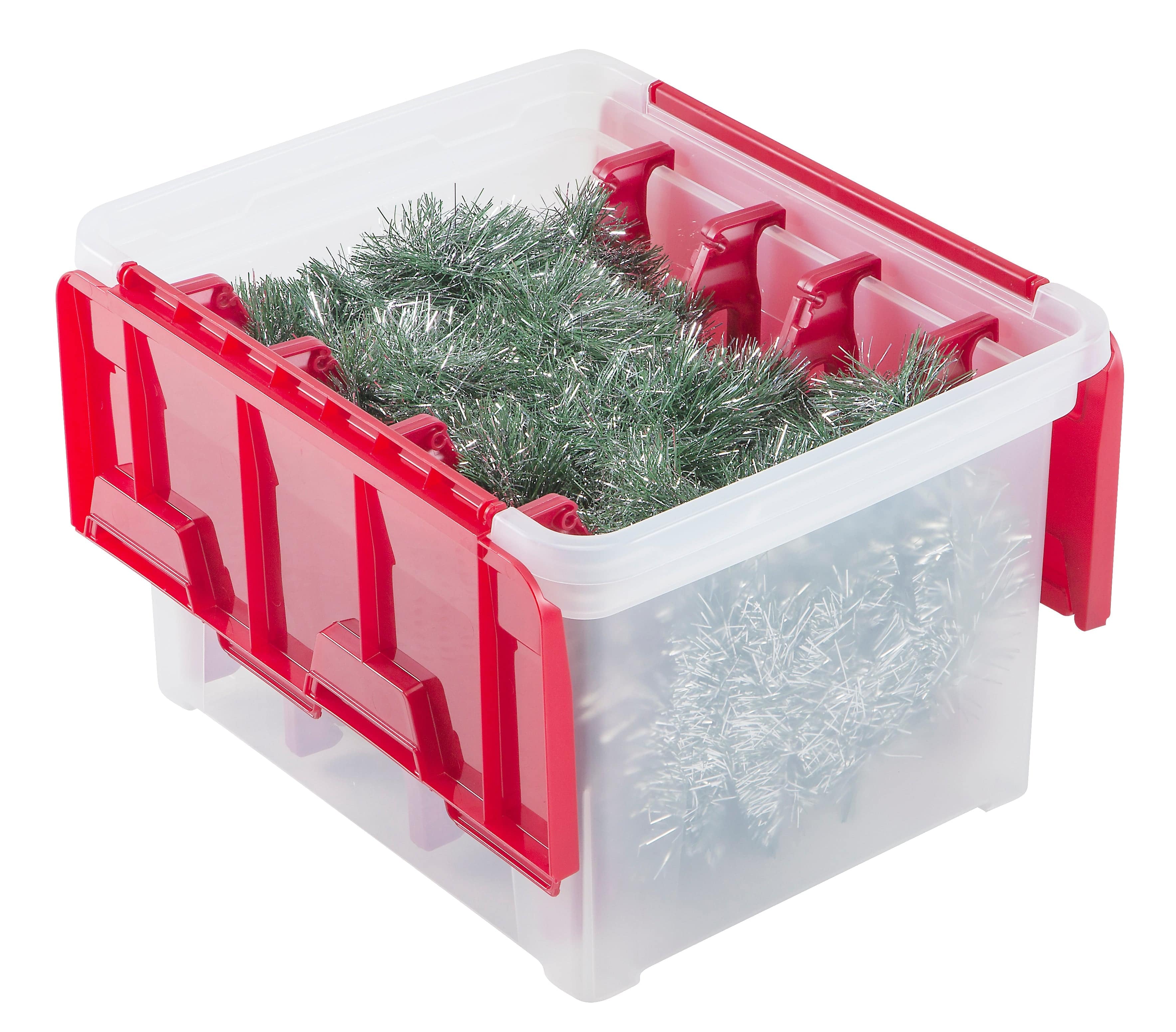 Wing-Lid Storage Box with 4 Light Wraps - 3 Pack - Clear/Red - Image 3