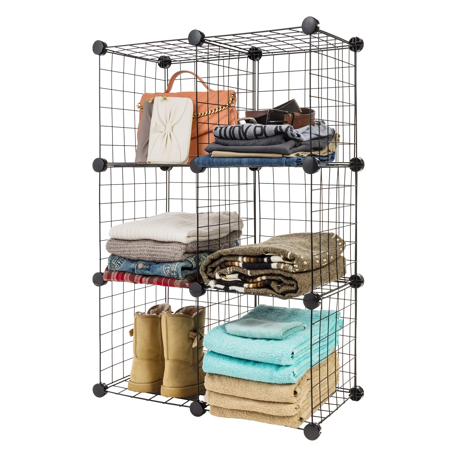 Wire Storage Cubes Modular, Black