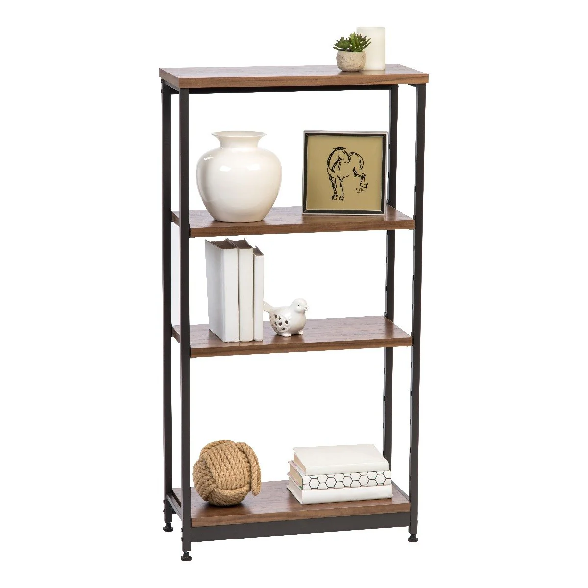 Wood and Metal Shelf - 4 Tier - Tall Narrow - Image 6