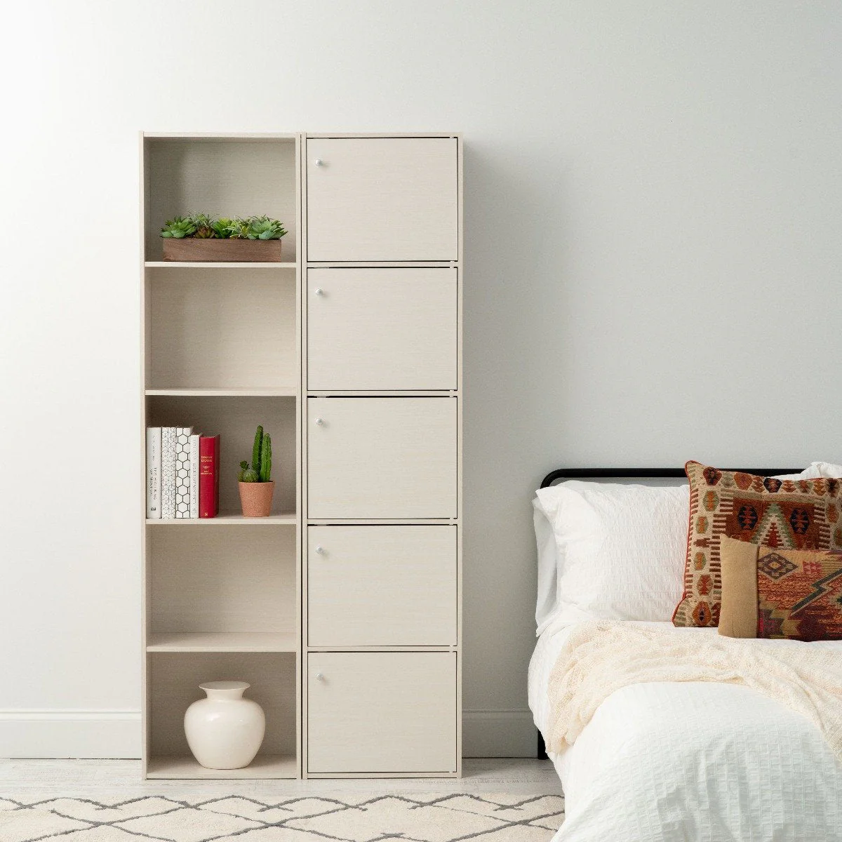 Wood Storage Shelf 5 Tiers with 5 Doors - Image 10