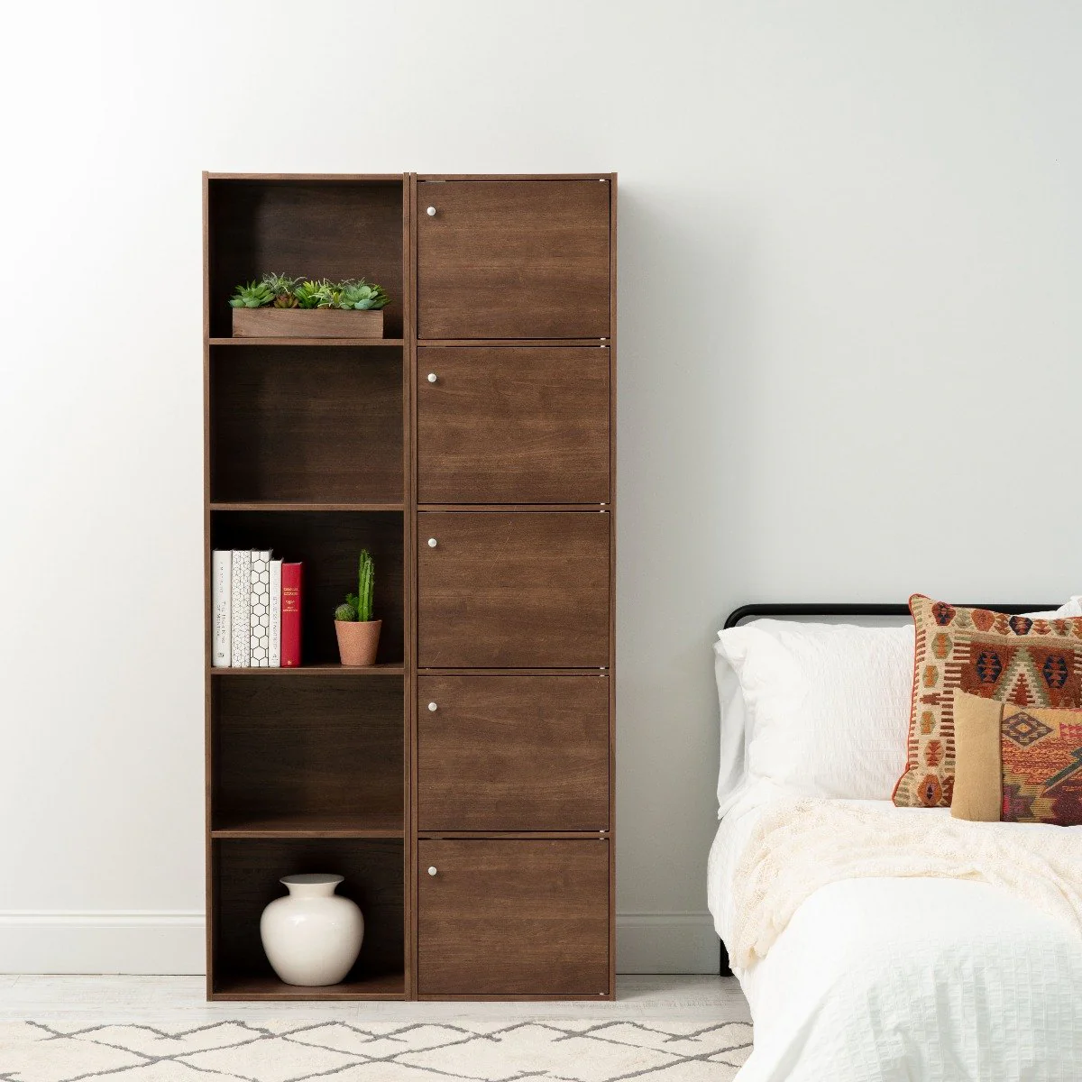Wood Storage Shelf 5 Tiers with 5 Doors - Image 16
