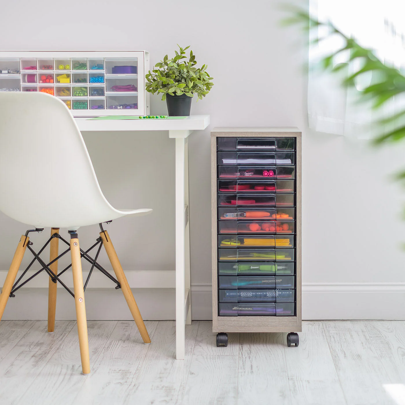 Wooden Floor Case  Desk Organizer, Multifunctional Storage, Office Supply Drawers Cart - Image 10