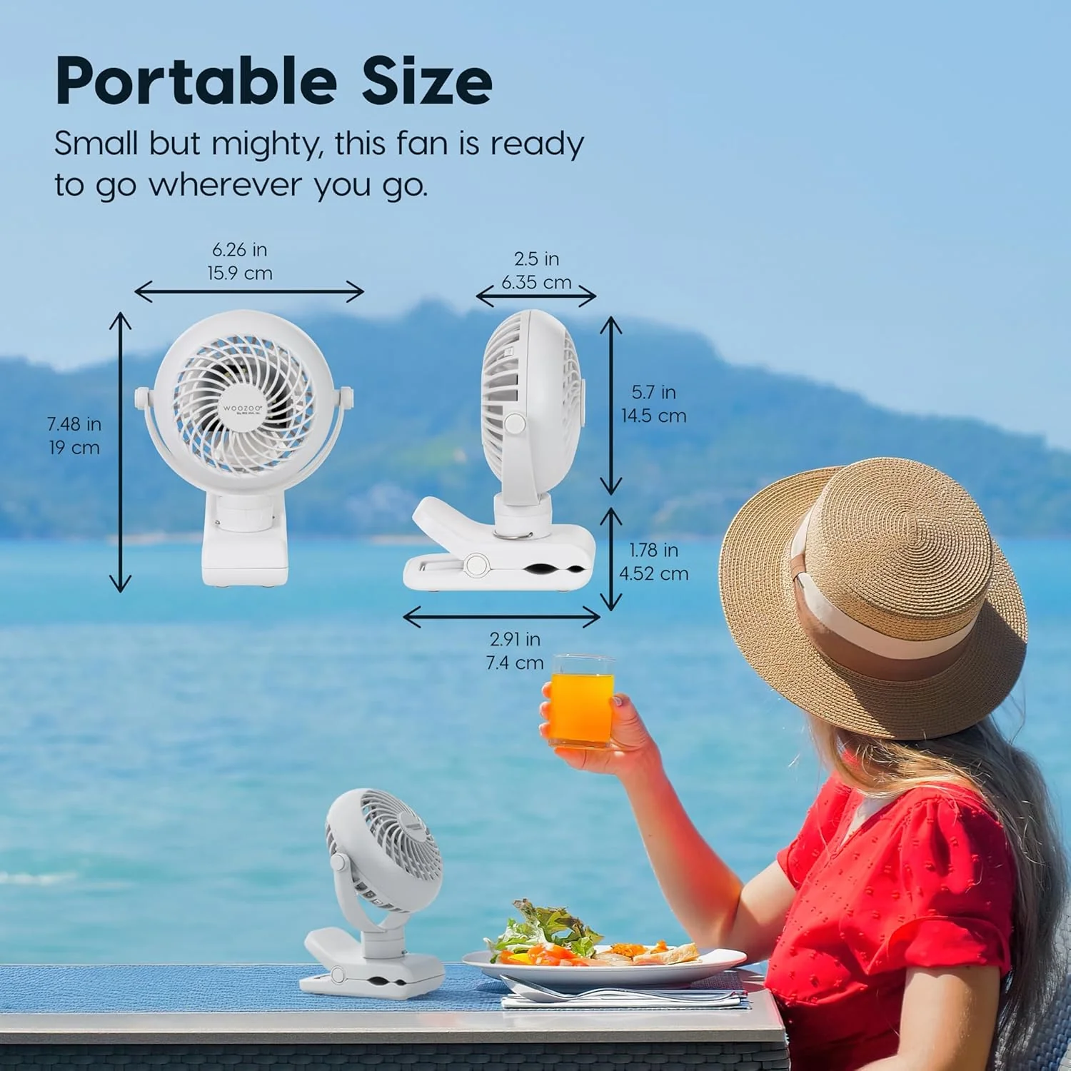 WOOZOO®  3.5" Cordless Portable Clip On Fan - Image 4