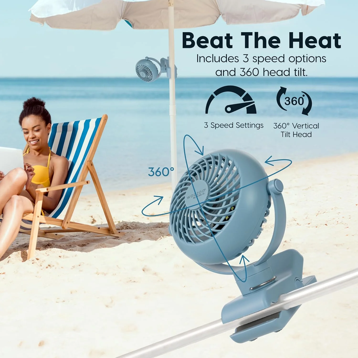 WOOZOO®  3.5" Cordless Portable Clip On Fan - Image 8