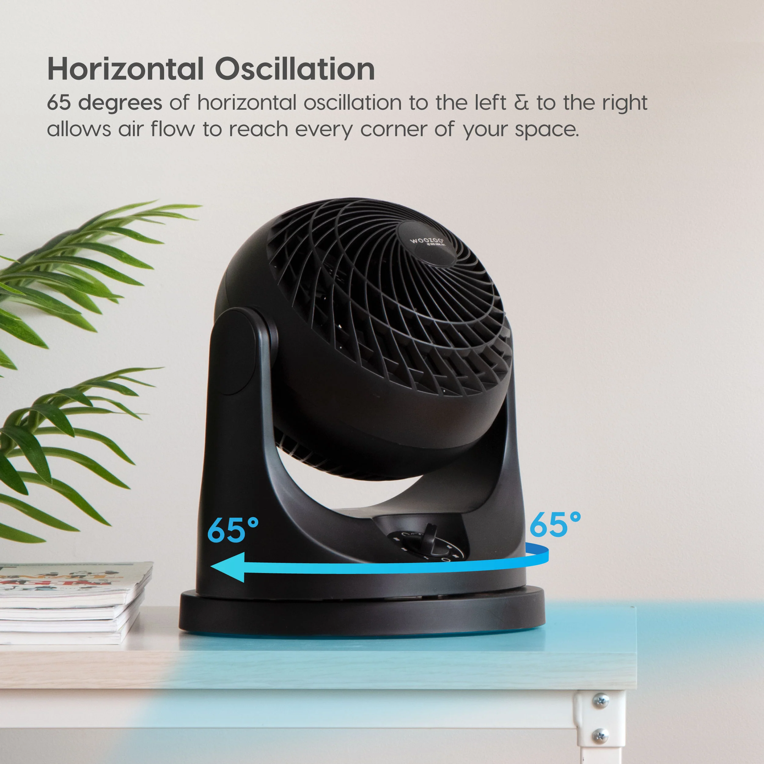 WOOZOO® Desk Fan – Quiet, Oscillating, 3-Speed Air Circulator - Image 6