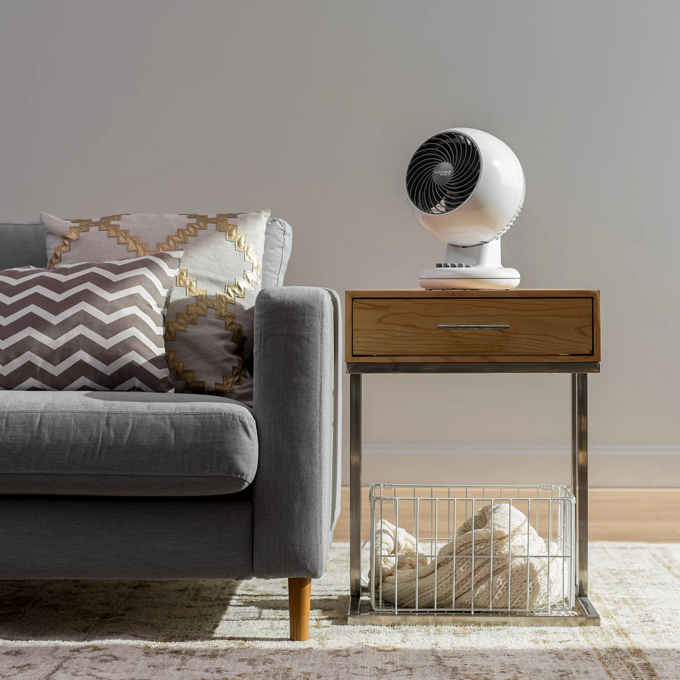 WOOZOO Oscillating Fan with Timer, 3 Speed Settings, White - Image 3