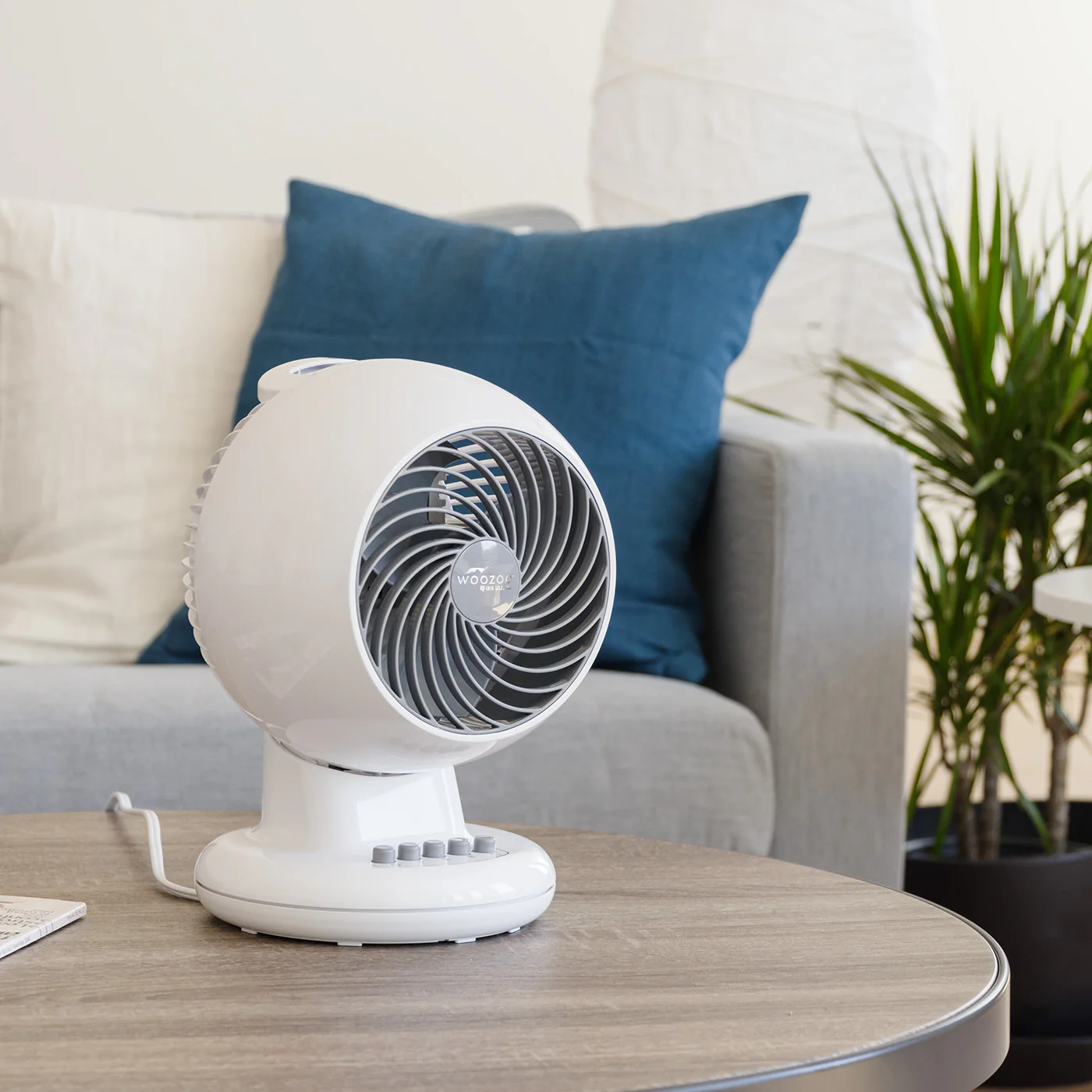 WOOZOO Oscillating Fan with Timer, 3 Speed Settings, White - Image 4