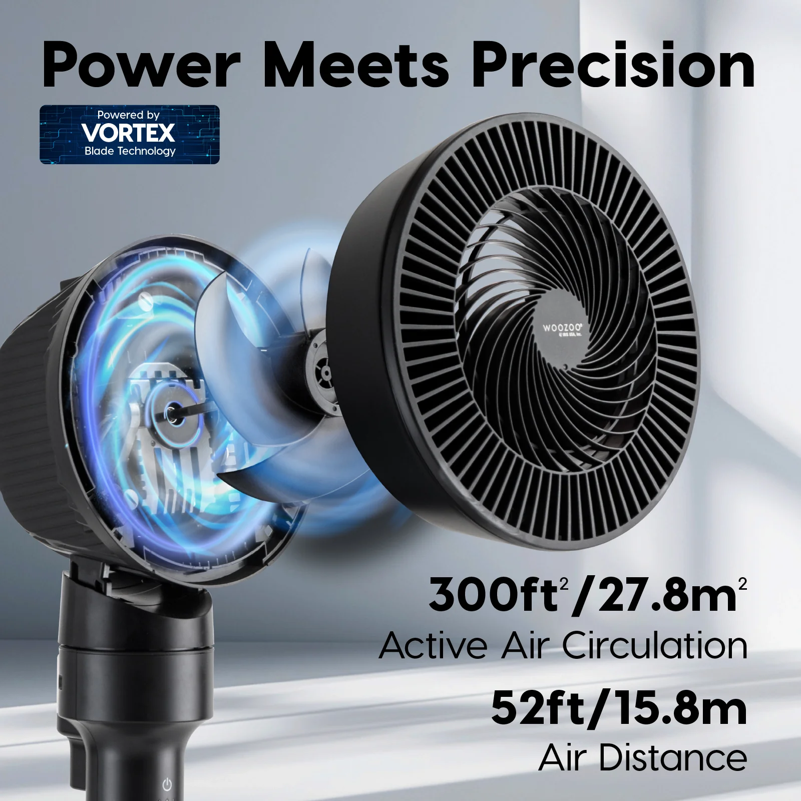 WOOZOO® Pedestal Standing Fan with 5.9" 3-Wing Blade - Image 3