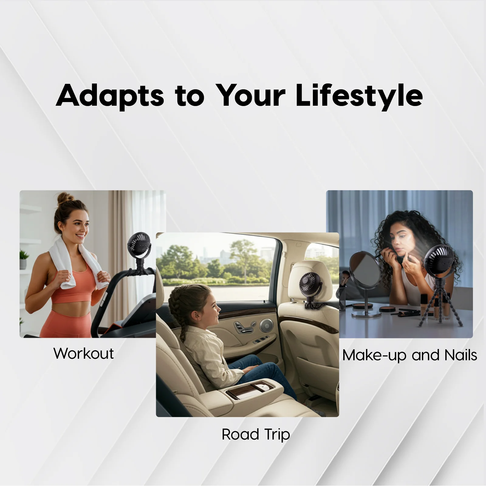 WOOZOO® Portable Fan - Cordless, Tripod, USB-C, LED, Aroma Tray - Image 11