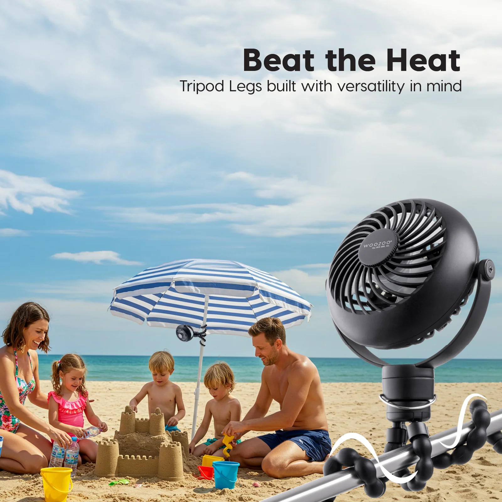 WOOZOO® Portable Fan - Cordless, Tripod, USB-C, LED, Aroma Tray - Image 9