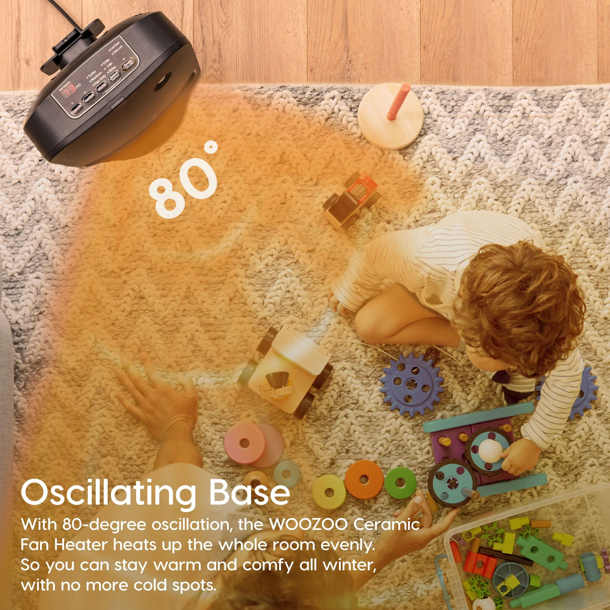 WOOZOO Space Heater – Portable, Oscillating with Motion Sensor & Safety Features - Image 4
