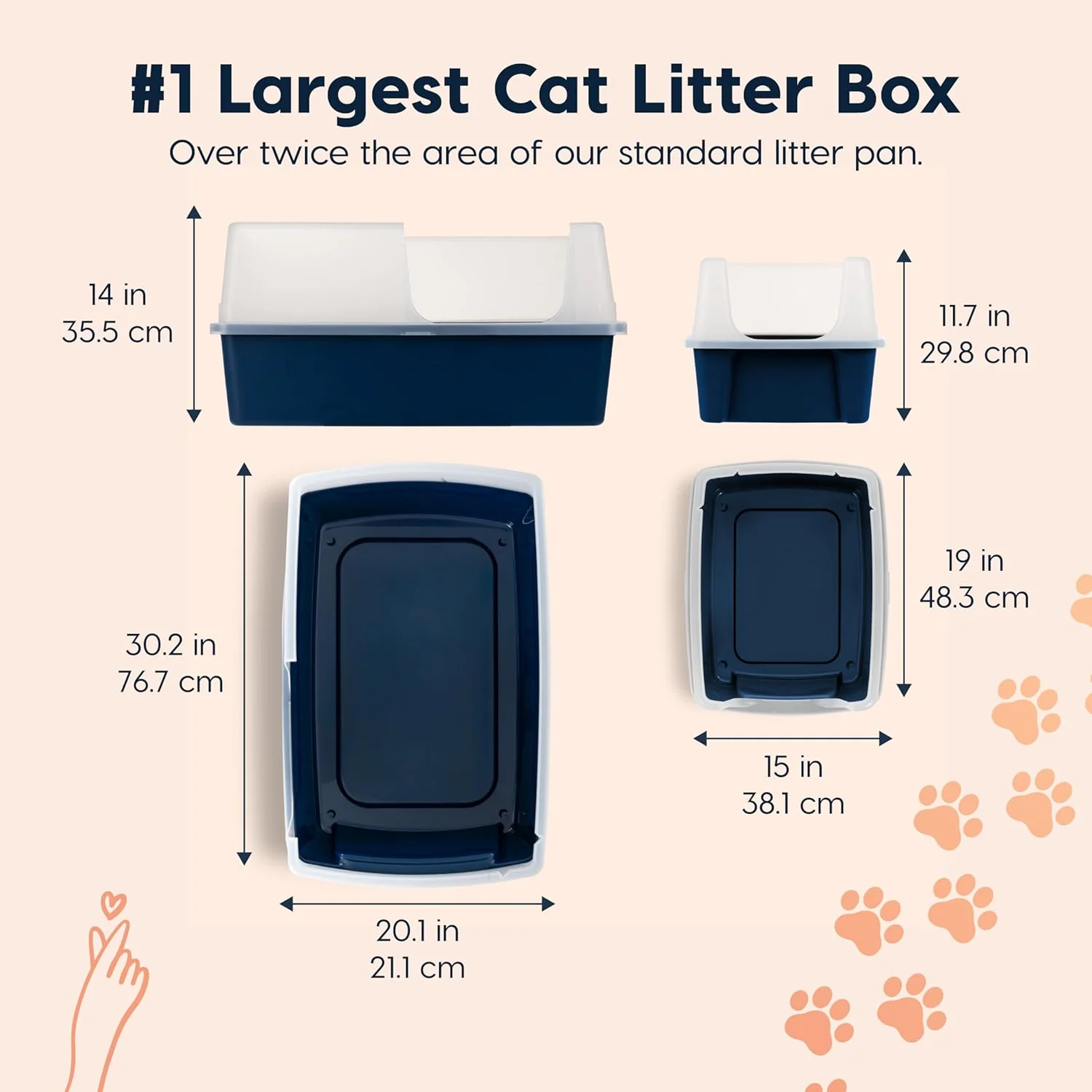 XX-Large Side Entry Cat Litter Box, Navy - Image 3